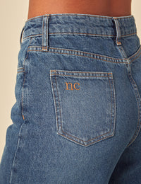 Blue High Rise Wide Leg Jeans