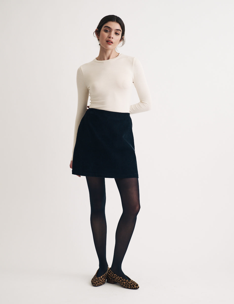 Black Cord Mini Skirt - Main Image