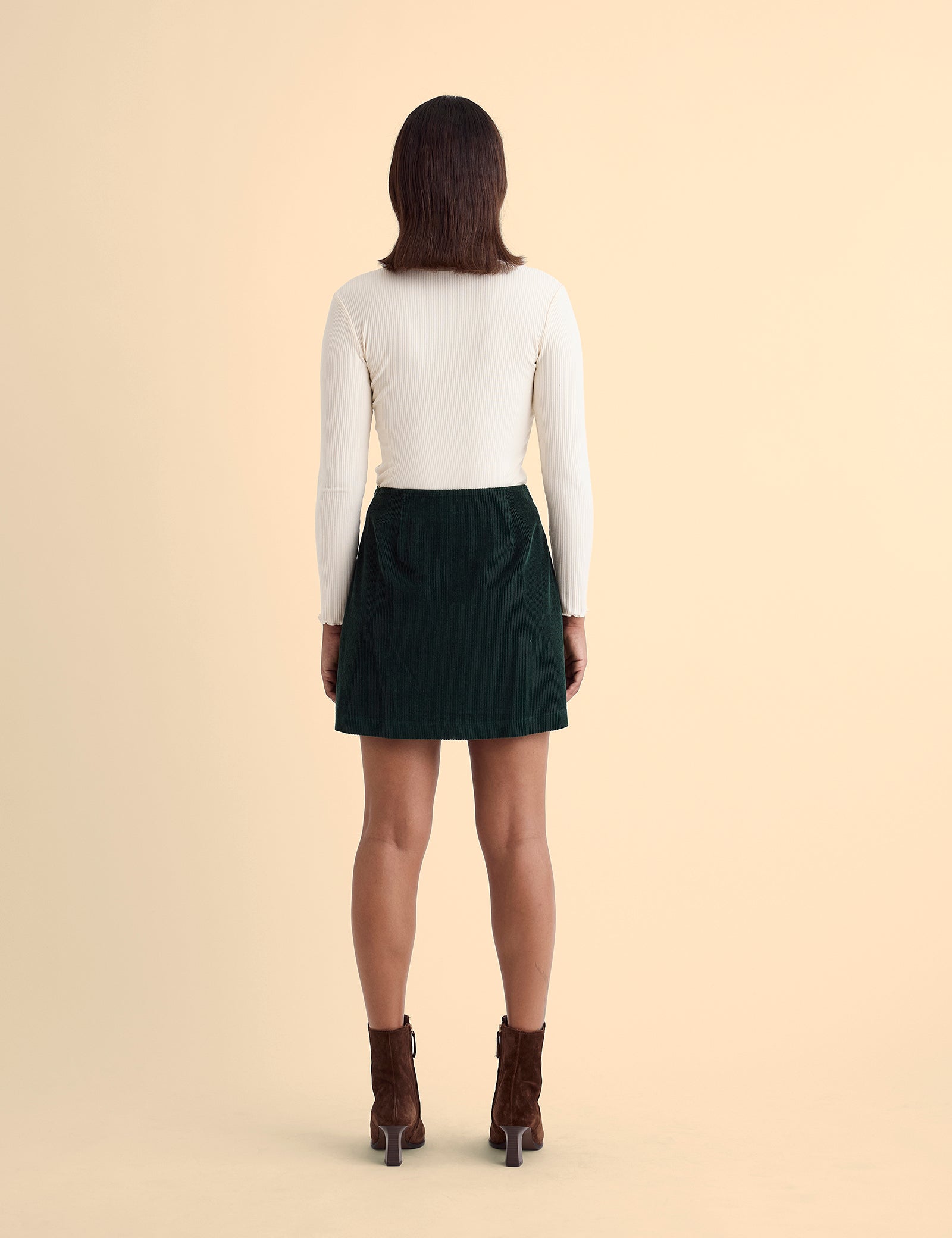 Green Cord Wrap Mini Skirt