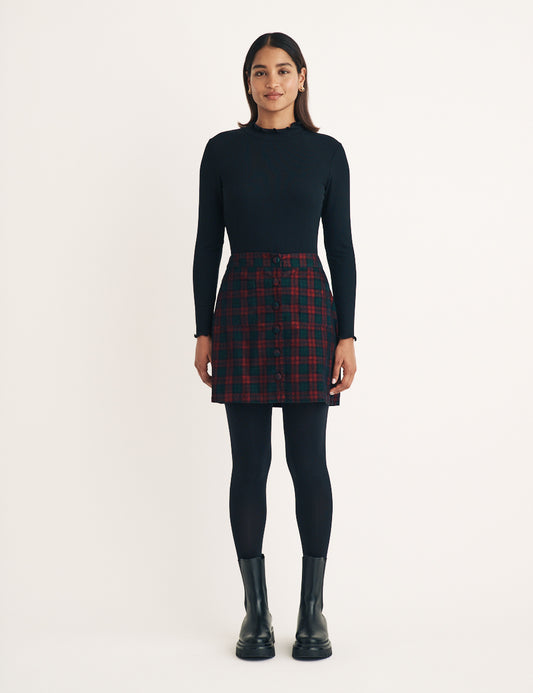Secondary image of Tartan Check Cord Button Through Mini Skirt