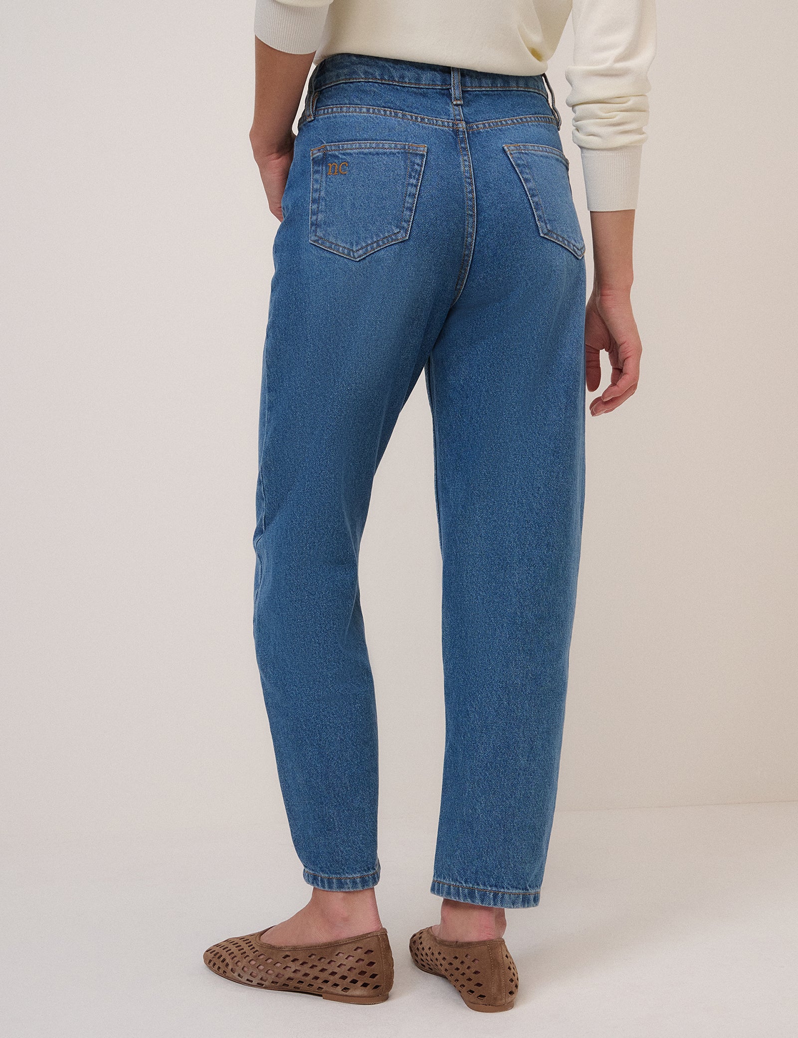Blue High Rise Putney Barrel Leg Jeans