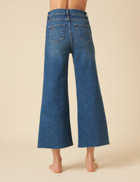 Blue High Rise Cropped Palazzo Jeans
