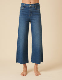 Blue High Rise Cropped Palazzo Jeans