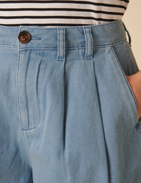 Light Blue Double Pleat Ava Shorts