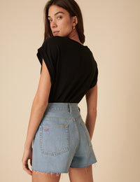 Light Blue Denim A-line Shorts