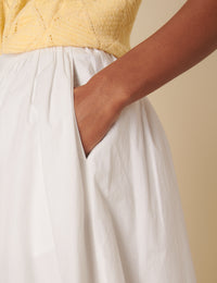 White A-line Midi Skirt