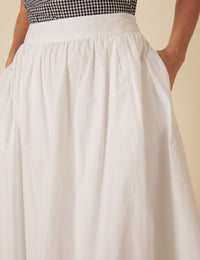 White Bubble Hem Midi Skirt