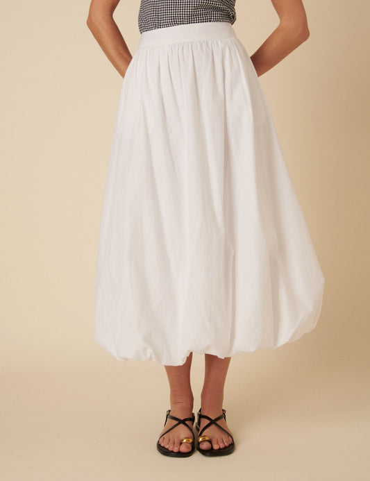 white midi bubble dress Contrast Bubble Hem Midi Dress