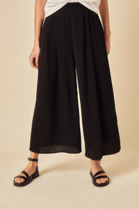 Black Wide Leg Cropped Zeena Trousers