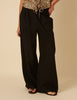 Black Linen-blend Parker Wide Leg Trousers