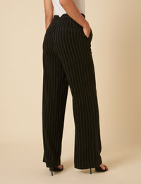 Black Marion Pinstripe Straight Leg Trousers
