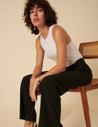 Black Marion Pinstripe Straight Leg Trousers