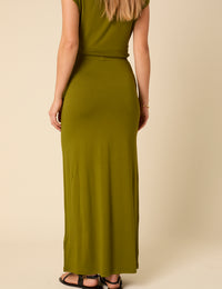 Green Jersey Maxi Skirt