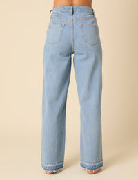 Blue High Rise Boyfriend Straight Leg Jeans