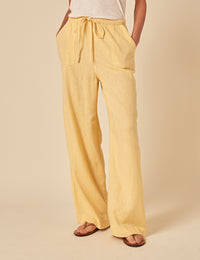 Butter Yellow Linen-blend Shona Trousers