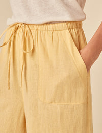 Butter Yellow Linen-blend Shona Trousers