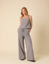 Black Gingham Relaxed Trousers