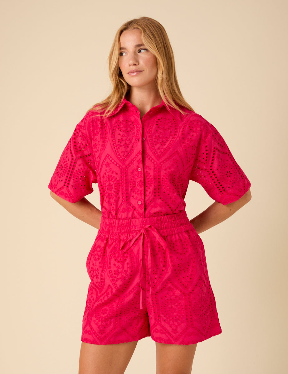 Pink Broderie Jet Shorts