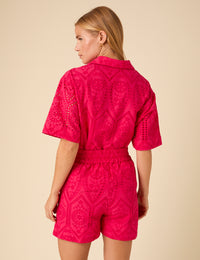 Pink Broderie Jet Shorts