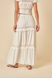 White Tiered Lace Detail Skirt
