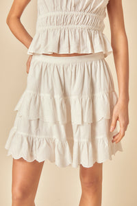 White Tiered Mini Skirt