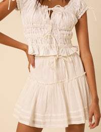 Cream Tiered Convertible Mini Skirt