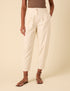 Cream Linen-Blend Barrel Leg Trousers