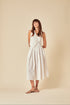 White Linen-Blend Pleated Tailored Midi Skirt