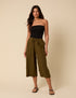 Khaki Linen-Blend Cropped Shona Trousers