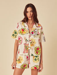 Cream Printed Jet Shorts