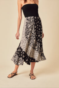 Black Printed Midi Skirt