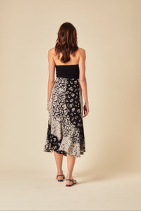 Black Printed Midi Skirt