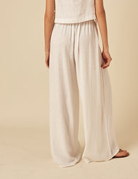 White Linen-blend Jerrow Wide Leg Trousers