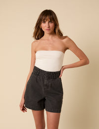 Black High Waisted Denim Shorts