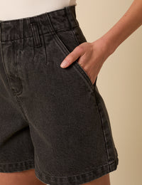 Black High Waisted Denim Shorts