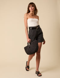 Black High Waisted Denim Shorts