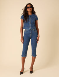 Blue Denim Capri Trousers