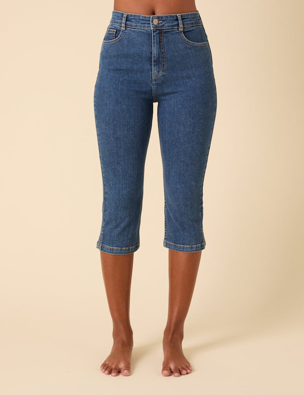 Blue Denim Capri Trousers
