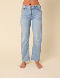 Blue Low Rise Straight Leg Jeans