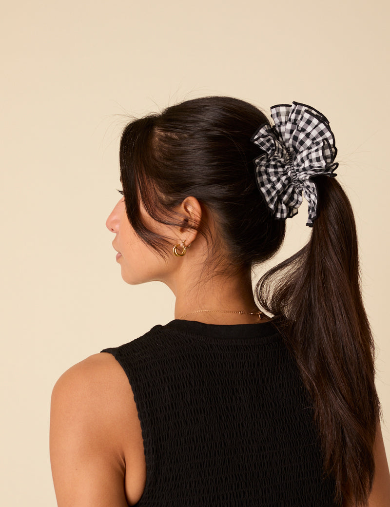 Black Gingham Scrunchie
