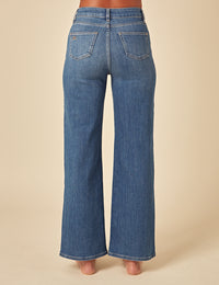 Blue Stretch Wide Leg Jeans