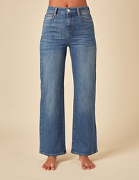Blue Stretch Wide Leg Jeans