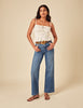 Blue Stretch Wide Leg Jeans