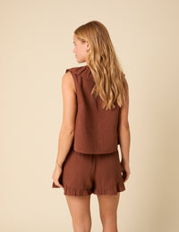 Brown Ruffle Shorts