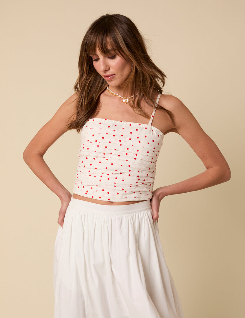 White Bandeau Polka Dot Felicity Top