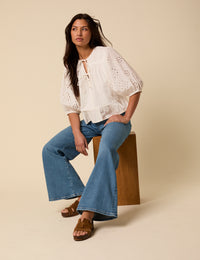 Poppy Delevingne Blue High Rise Stretch Palazzo Gala Jeans