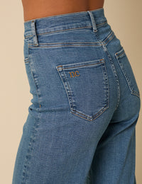 Poppy Delevingne Blue High Rise Stretch Palazzo Gala Jeans