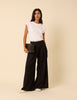 Black Pleated Wide Leg Trousers