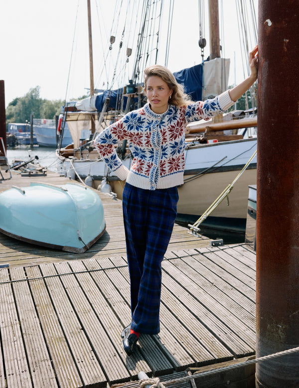 Navy Check Tailored Trousers