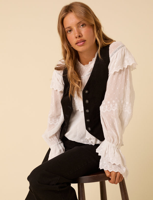 White Ruffle Blouse